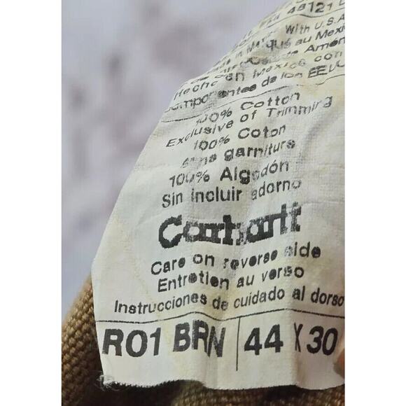 Carhartt Overalls Men 44 X 30 Bib Brown Duck Canvas Carpenter Straight R01 Vtg - Picture 3 of 12
